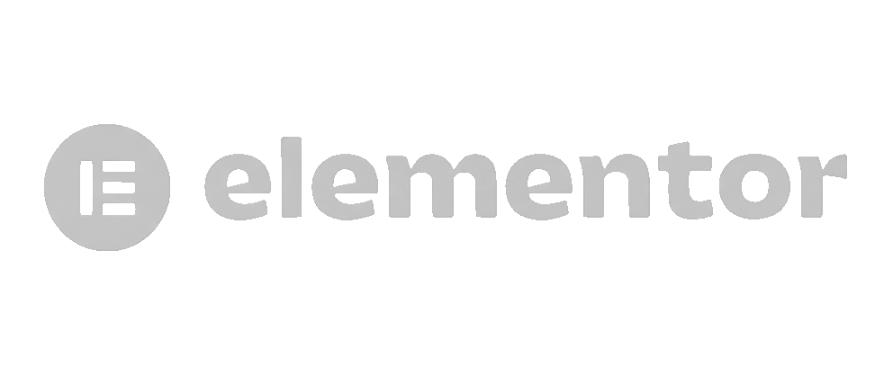 Elementor-logo met een cirkelvormig pictogram met een "E" naast het woord "elementor" in kleine letters.